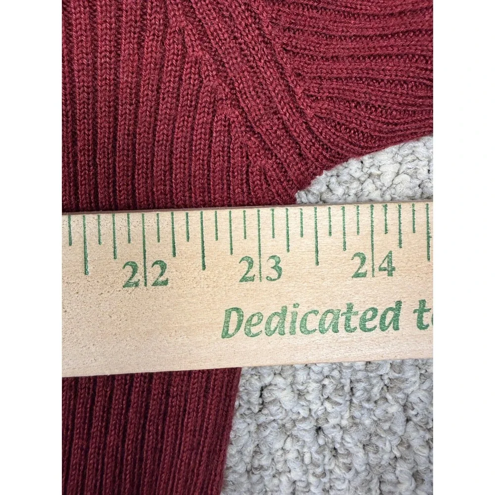 Jantzen Vintage V-Neck Sweater XL Burgundy 100% Wool Ribbed Knit 90s Y2K Maroon